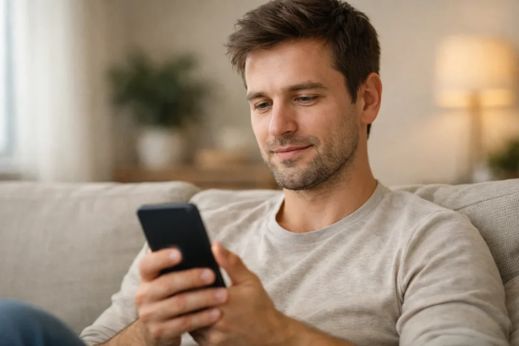 Persoon die paardenweddenschappen bekijkt op smartphone