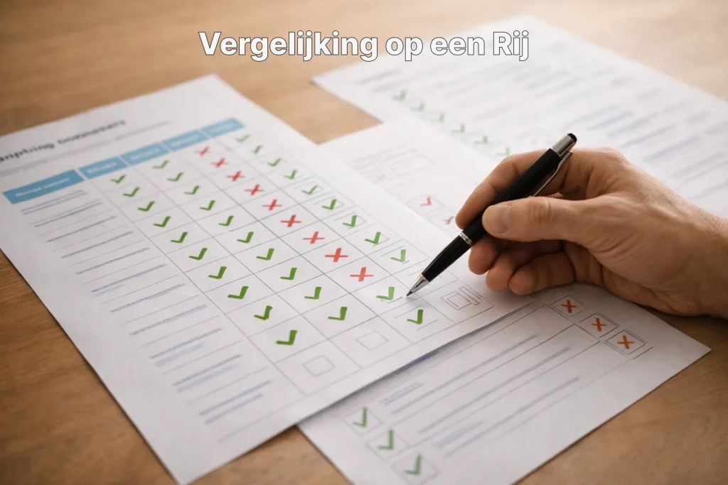 Documenten met vergelijkingsgegevens op bureau