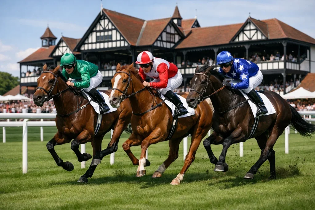 Galoprace op een prestigieuze Britse renbaan